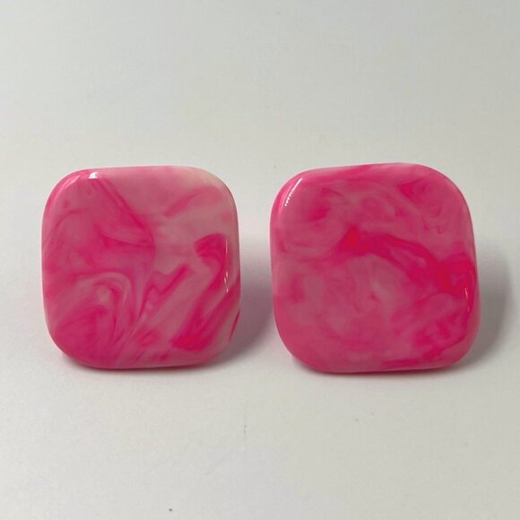 4 Items Earrings Pierced Square Triangle Circle Pink Red Purple Gold Black - Picture 3 of 6